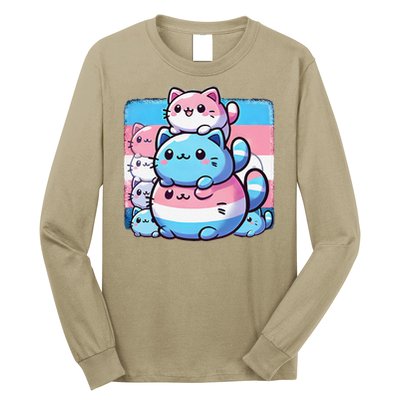Cat Pile Trans Pride Transgender Day Of Visibility Long Sleeve Shirt
