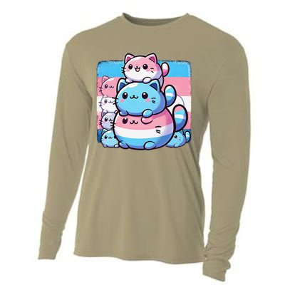 Cat Pile Trans Pride Transgender Day Of Visibility Cooling Performance Long Sleeve Crew
