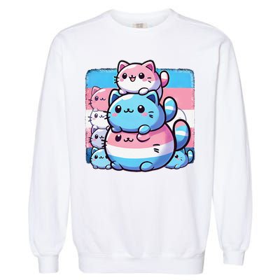 Cat Pile Trans Pride Transgender Day Of Visibility Garment-Dyed Sweatshirt
