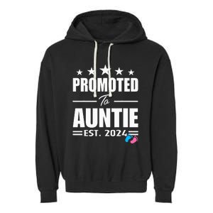 Cute Promoted To Aunt 2024 Funny Gender Reveal Pink Or Blue Garment-Dyed Fleece Hoodie