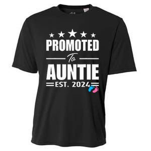 Cute Promoted To Aunt 2024 Funny Gender Reveal Pink Or Blue Cooling Performance Crew T-Shirt