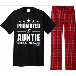 Cute Promoted To Aunt 2024 Funny Gender Reveal Pink Or Blue Pajama Set