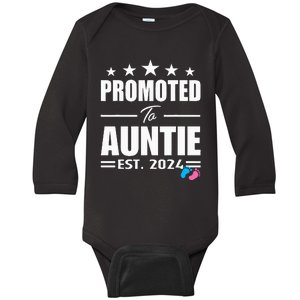 Cute Promoted To Aunt 2024 Funny Gender Reveal Pink Or Blue Baby Long Sleeve Bodysuit