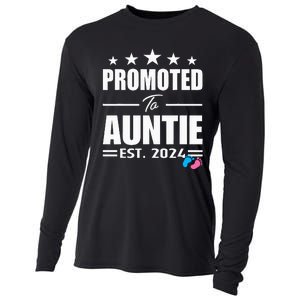 Cute Promoted To Aunt 2024 Funny Gender Reveal Pink Or Blue Cooling Performance Long Sleeve Crew