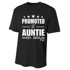 Cute Promoted To Aunt 2024 Funny Gender Reveal Pink Or Blue Performance Sprint T-Shirt