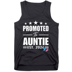 Cute Promoted To Aunt 2024 Funny Gender Reveal Pink Or Blue Tank Top