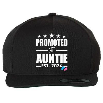 Cute Promoted To Aunt 2024 Funny Gender Reveal Pink Or Blue Wool Snapback Cap