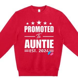 Cute Promoted To Aunt 2024 Funny Gender Reveal Pink Or Blue Premium Crewneck Sweatshirt