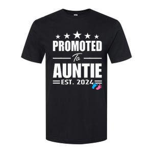 Cute Promoted To Aunt 2024 Funny Gender Reveal Pink Or Blue Softstyle CVC T-Shirt