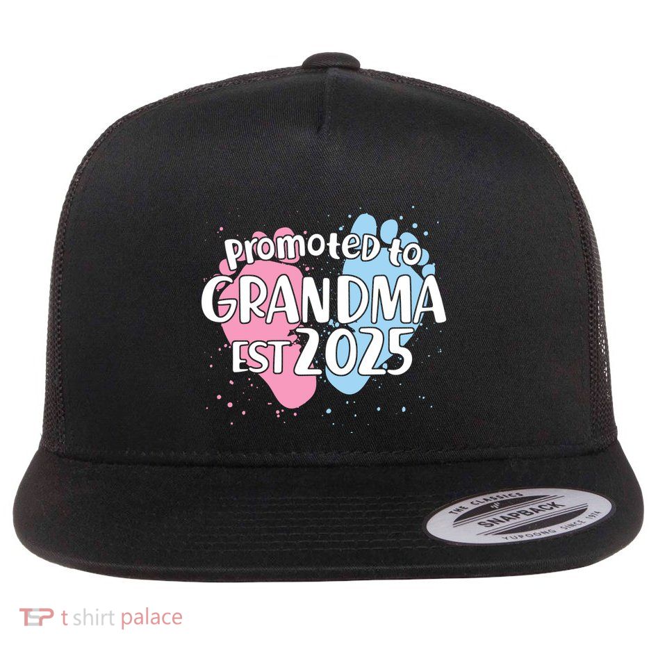 Cute Promoted To Grandpa Est 2025 Flatbill Hat