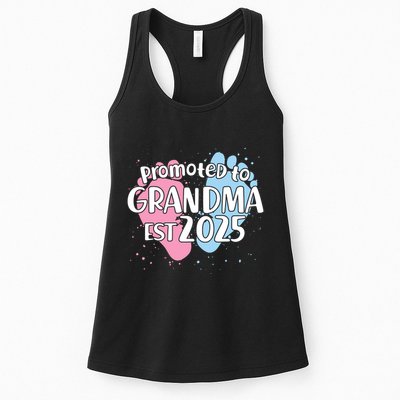 Cute Promoted To Grandpa Est 2025 Womens Tank Top