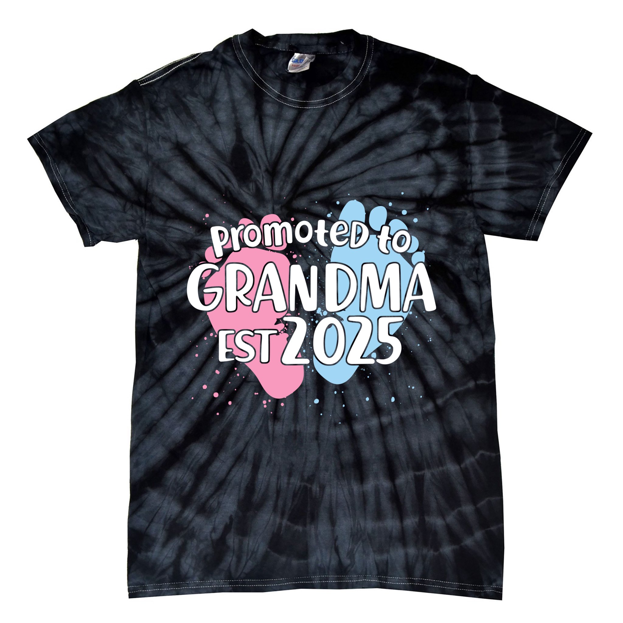 Cute Promoted To Grandpa Est 2025 Tie-Dye T-Shirt