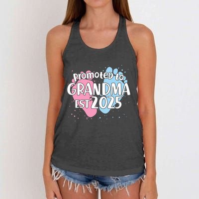 Cute Promoted To Grandpa Est 2025 Women's Knotted Racerback Tank