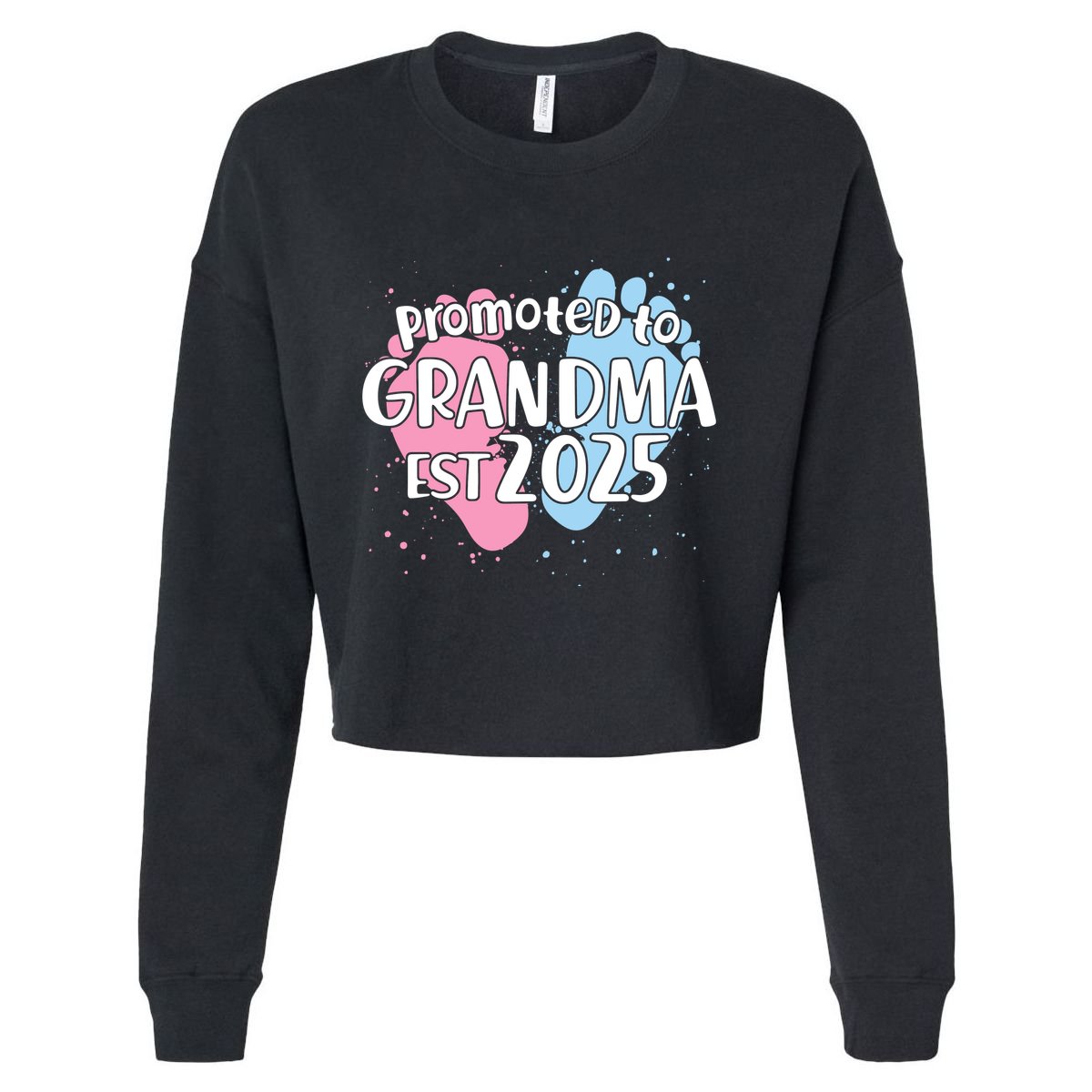 Cute Promoted To Grandpa Est 2025 Cropped Pullover Crew