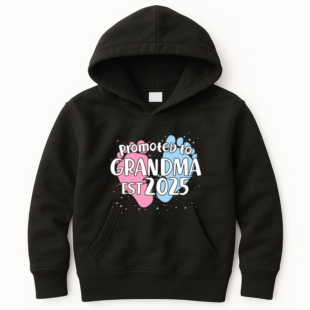 Cute Promoted To Grandpa Est 2025 Kids Hoodie