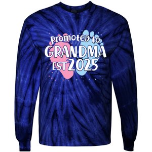 Cute Promoted To Grandpa Est 2025 Tie-Dye Long Sleeve Shirt