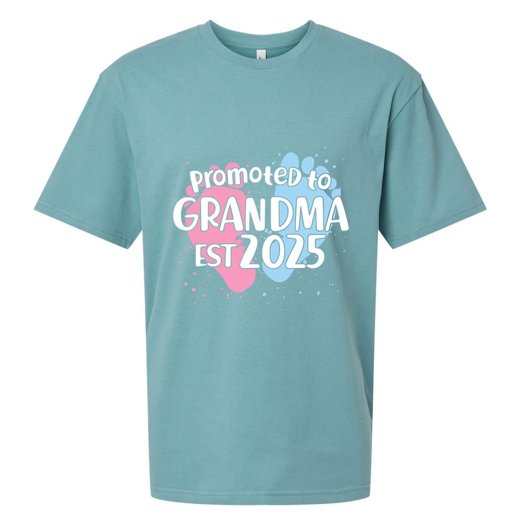 Cute Promoted To Grandpa Est 2025 Sueded Cloud Jersey T-Shirt