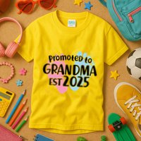 Cute Promoted To Grandpa Est 2025 Kids T-Shirt