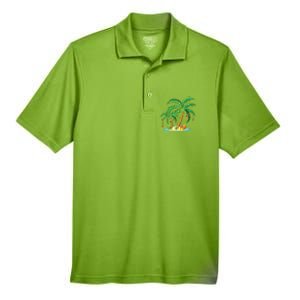 Christmas Palm Tree Tropical Xmas Gift Coconut Lights Pajama Men's Origin Performance Pique Polo