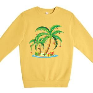 Christmas Palm Tree Tropical Xmas Gift Coconut Lights Pajama Premium Crewneck Sweatshirt