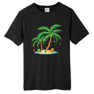 Christmas Palm Tree Tropical Xmas Gift Coconut Lights Pajama Tall Fusion ChromaSoft Performance T-Shirt