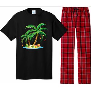 Christmas Palm Tree Tropical Xmas Gift Coconut Lights Pajama Pajama Set