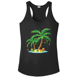 Christmas Palm Tree Tropical Xmas Gift Coconut Lights Pajama Ladies PosiCharge Competitor Racerback Tank