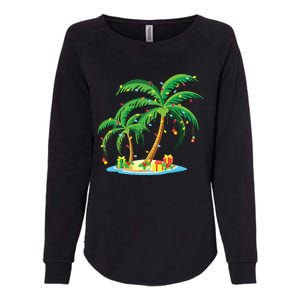 Christmas Palm Tree Tropical Xmas Gift Coconut Lights Pajama Womens California Wash Sweatshirt