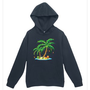 Christmas Palm Tree Tropical Xmas Gift Coconut Lights Pajama Urban Pullover Hoodie