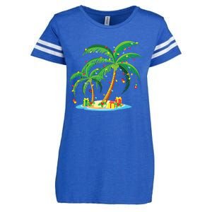 Christmas Palm Tree Tropical Xmas Gift Coconut Lights Pajama Enza Ladies Jersey Football T-Shirt