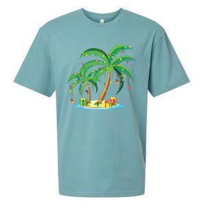 Christmas Palm Tree Tropical Xmas Gift Coconut Lights Pajama Sueded Cloud Jersey T-Shirt