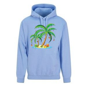 Christmas Palm Tree Tropical Xmas Gift Coconut Lights Pajama Unisex Surf Hoodie