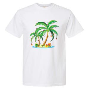 Christmas Palm Tree Tropical Xmas Gift Coconut Lights Pajama Garment-Dyed Heavyweight T-Shirt