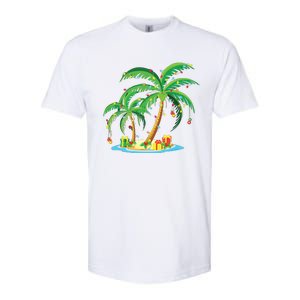 Christmas Palm Tree Tropical Xmas Gift Coconut Lights Pajama Softstyle CVC T-Shirt