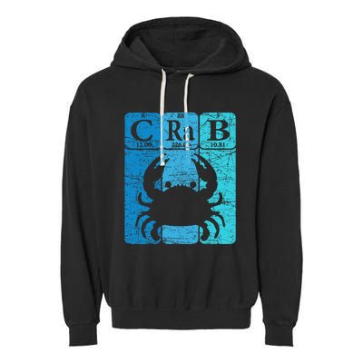 Crab Periodic Table Elements Seafood Crabbing Retro Crabber Garment-Dyed Fleece Hoodie