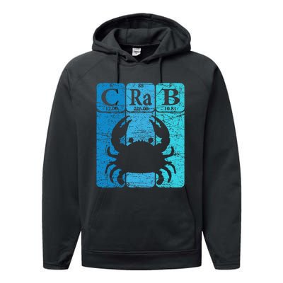 Crab Periodic Table Elements Seafood Crabbing Retro Crabber Performance Fleece Hoodie