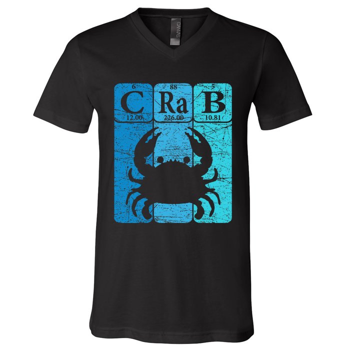 Crab Periodic Table Elements Seafood Crabbing Retro Crabber V-Neck T-Shirt