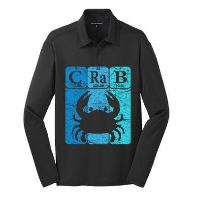 Crab Periodic Table Elements Seafood Crabbing Retro Crabber Silk Touch Performance Long Sleeve Polo