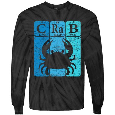 Crab Periodic Table Elements Seafood Crabbing Retro Crabber Tie-Dye Long Sleeve Shirt