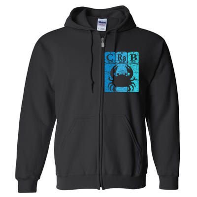 Crab Periodic Table Elements Seafood Crabbing Retro Crabber Full Zip Hoodie