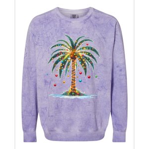 Christmas Palm Tree Print Colorblast Crewneck Sweatshirt