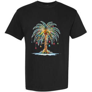 Christmas Palm Tree Print Garment-Dyed Heavyweight T-Shirt