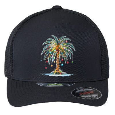 Christmas Palm Tree Print Flexfit Unipanel Trucker Cap