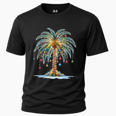 Christmas Palm Tree Print Performance Shirt