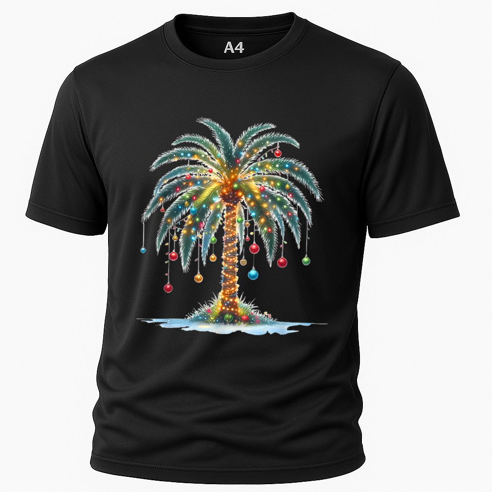 Christmas Palm Tree Print Performance Shirt