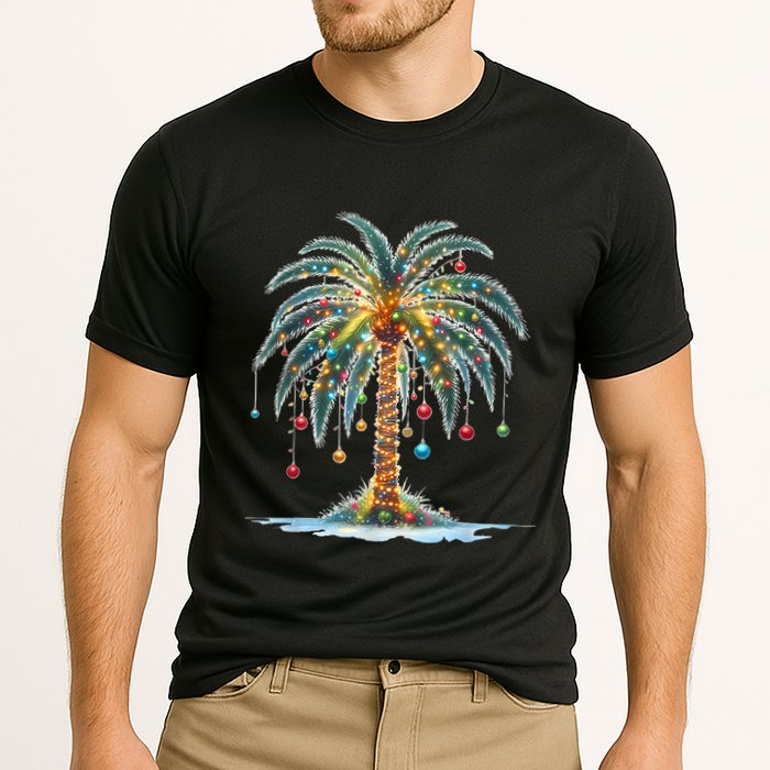 Christmas Palm Tree Print Performance Shirt