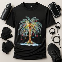 Christmas Palm Tree Print Performance Shirt