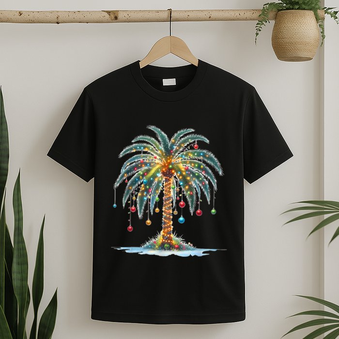 Christmas Palm Tree Print T-Shirt