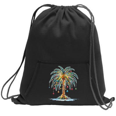 Christmas Palm Tree Print Sweatshirt Cinch Pack Bag