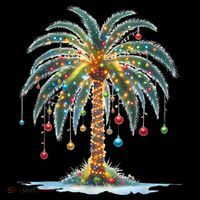 Christmas Palm Tree Print Button